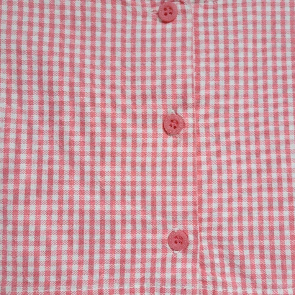 Vintage OshKosh Bgosh Pinafore Dress Girls 6X Pink Gingham Made USA Cotton Plaid